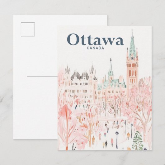 Ottawa Canada Waterverf Schilderij Reizen Briefkaart (Voorkant / Achterkant)