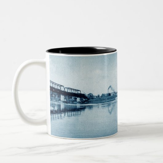 Ottawa Illinois C.B. & Q R.R. Bridge Circa 1900 Tweekleurige Koffiemok (Links)