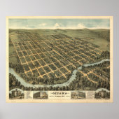 Ottawa Kansas 1872 Panorama Map Poster (Voorkant)