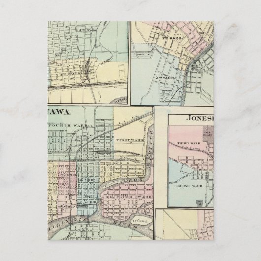 Ottawa, LaSalle, Galena, Jonesboro en Sparta Briefkaart (Voorkant)