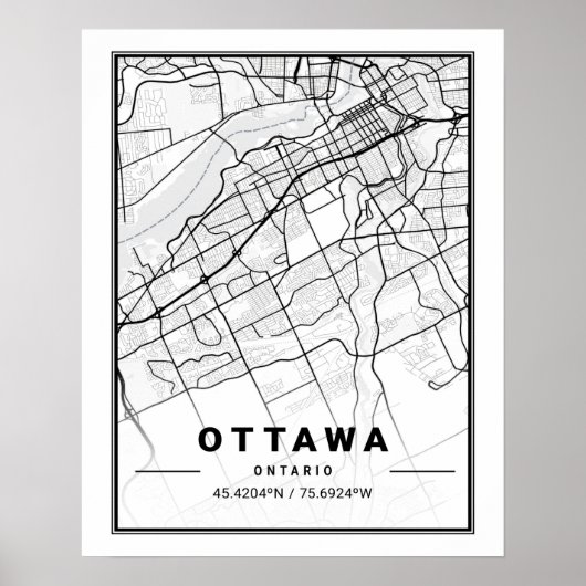 Ottawa Ontario Canada Travel City Map Poster (Voorkant)
