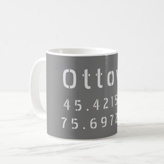 Ottawa Ontario Latitude & Lengtegraad Koffiemok (Voorkant links)