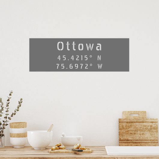 Ottawa Ontario Latitude & Lengtegraad Poster (Keuken)
