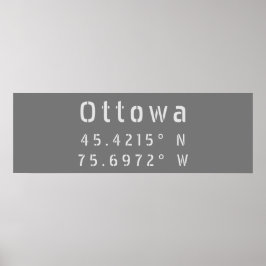 Ottawa Ontario Latitude & Lengtegraad Poster