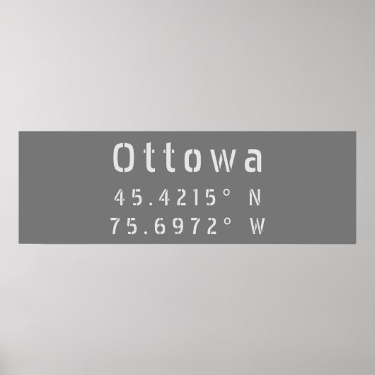 Ottawa Ontario Latitude & Lengtegraad Poster (Voorkant)