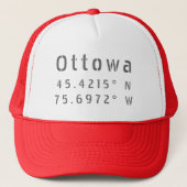 Ottawa Ontario Latitude & Lengtegraad Trucker Pet (Voorkant)