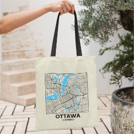 Ottawa, Ontario Stad Kaart Boodschappentas Tote Bag