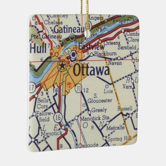 Ottawa over de  kaart keramisch ornament (Rechts)