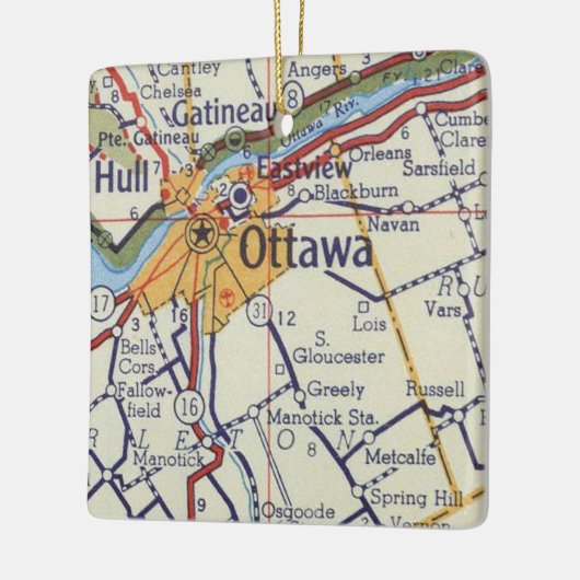 Ottawa over de  kaart keramisch ornament (Links)