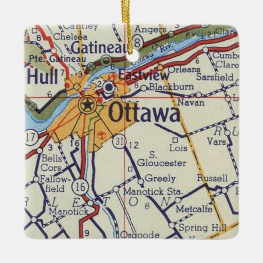 Ottawa over de  kaart keramisch ornament (Voorkant)