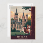 Ottawa parlement heuvel Illustratie Briefkaart (Voorkant / Achterkant)