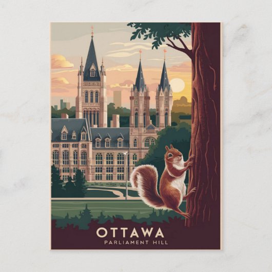 Ottawa parlement heuvel Illustratie Briefkaart (Voorkant)