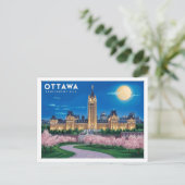 Ottawa parlement heuvel Moonlight Briefkaart (Staand voorkant)