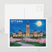 Ottawa parlement heuvel Moonlight Briefkaart (Voorkant / Achterkant)