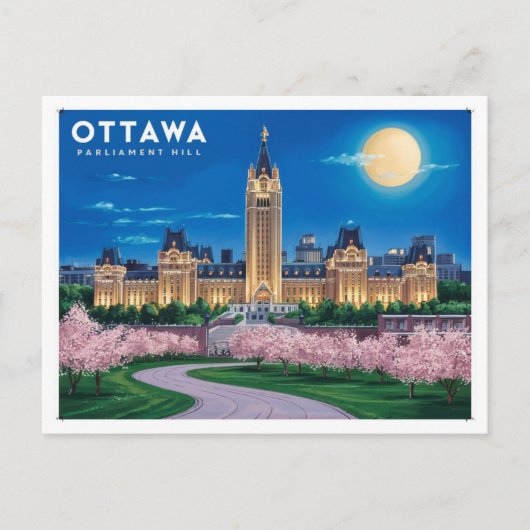 Ottawa parlement heuvel Moonlight Briefkaart (Voorkant)