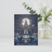 Ottawa parlement heuvel nacht briefkaart (Staand voorkant)