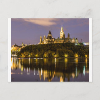 Ottawa-parlement in nacht briefkaart