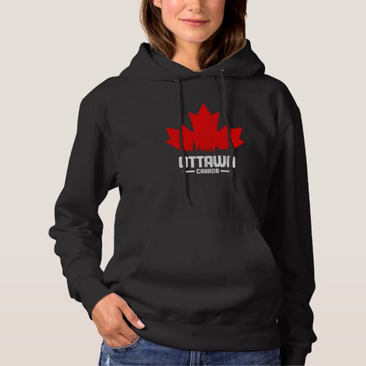 Ottawa Quebec Canada Maple Leaf Canadian Flag Skyl Hoodie (Voorkant)