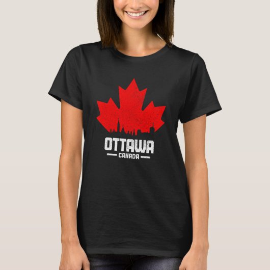 Ottawa Quebec Canada Maple Leaf Canadian Flag Skyl T-shirt (Voorkant)