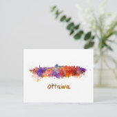 Ottawa skyline in waterverf briefkaart (Staand voorkant)
