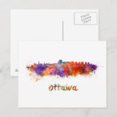 Ottawa skyline in waterverf briefkaart (Voorkant / Achterkant)