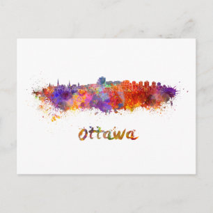 Ottawa skyline in waterverf briefkaart