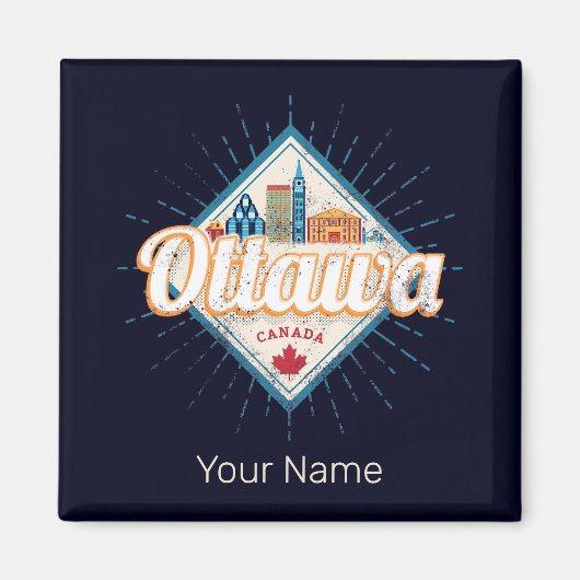 Ottawa Skyline Ontario Retro Canada Vintage Magneet (Voorkant)