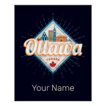 Ottawa Skyline Ontario Retro Canada Vintage