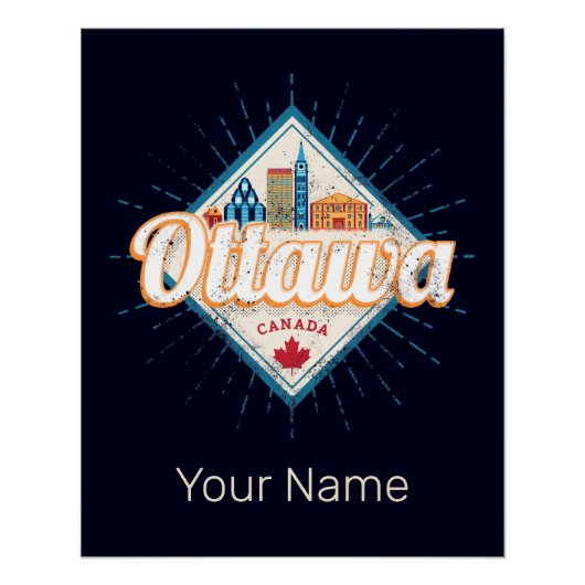 Ottawa Skyline Ontario Retro Canada Vintage Perfect Poster (Voorkant)
