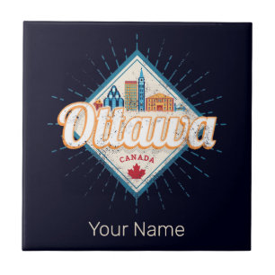 Ottawa Skyline Ontario Retro Canada Vintage Tegeltje