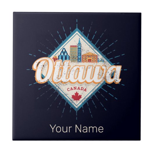 Ottawa Skyline Ontario Retro Canada Vintage Tegeltje (Voorkant)