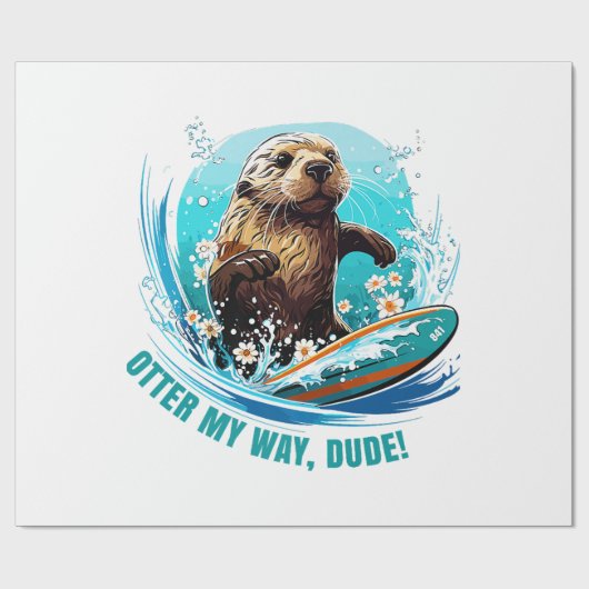 Otter 841 Surfing Otter Ze steelt Surfboards Otte Cadeaupapier (Vlak)