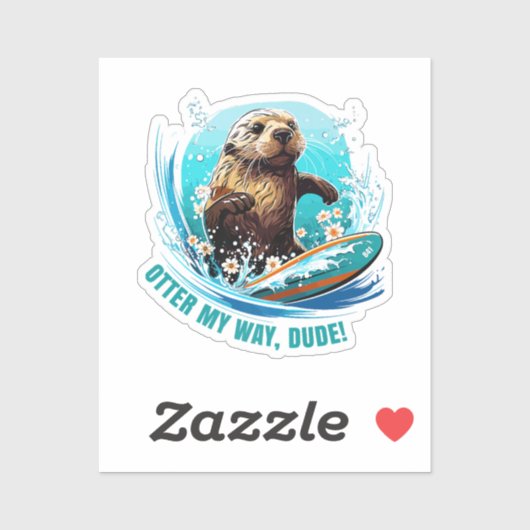 Otter 841 Surfing Otter Ze steelt Surfboards Otte Sticker (Vel)