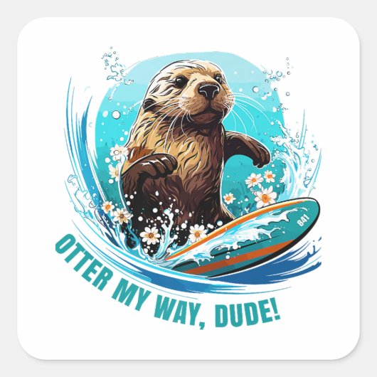 Otter 841 Surfing Otter Ze steelt Surfboards Otte Vierkante Sticker (Voorkant)
