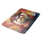 Otter Abstract Bloemen Blauwgroen Sinaasappel Rood Badmat (Gekanteld)