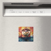 Otter Abstract Bloemen Blauwgroen Sinaasappel Rood Magneet (Insitu (Vaatwasser))