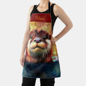 Otter Abstract Bloemen Blauwgroen Sinaasappel Rood Schort (Insitu)