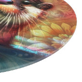 Otter Abstract Bloemen Blauwgroen Sinaasappel Rood Snijplank (Hoek)