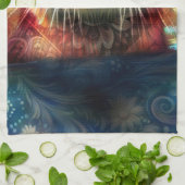 Otter Abstract Bloemen Blauwgroen Sinaasappel Rood Theedoek (Gevouwen)