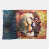 Otter Abstract Bloemen Blauwgroen Sinaasappel Rood Theedoek (Horizontaal)