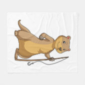 Otter als Fisher met Geviste staaf Fleece Deken (Voorkant (Horizontaal))