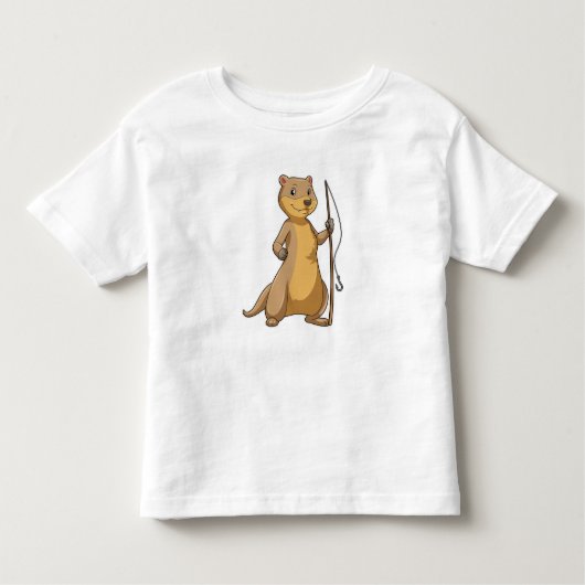 Otter als Fisher met Geviste staaf Kinder Shirts (Voorkant)