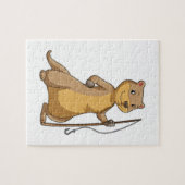 Otter als Fisher met Geviste staaf Legpuzzel (Horizontaal)