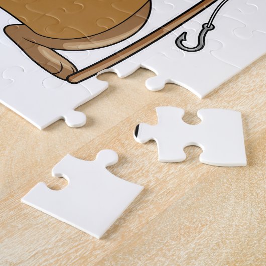 Otter als Fisher met Geviste staaf Legpuzzel (Zijkant)