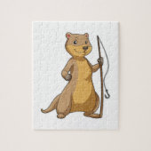 Otter als Fisher met Geviste staaf Legpuzzel (Verticaal)