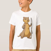 Otter als Fisher met Geviste staaf T-shirt (Voorkant)