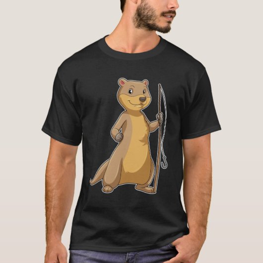 Otter als Fisher met Geviste staaf T-shirt (Voorkant)