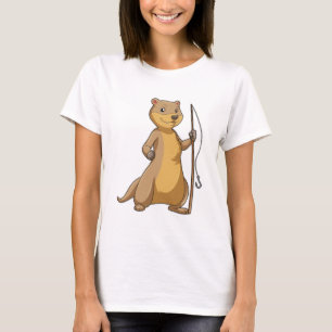 Otter als Fisher met Geviste staaf T-shirt
