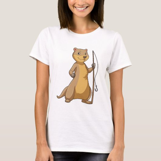 Otter als Fisher met Geviste staaf T-shirt (Voorkant)