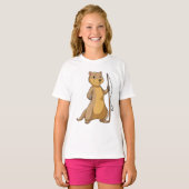 Otter als Fisher met Geviste staaf T-shirt (Voorkant volledig)